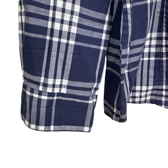 Banana Republic Blue and White Plaid Cotton Button Down Blouse, Large - Picture 6 of 10